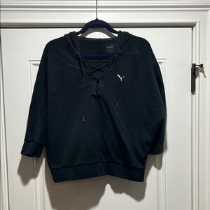 Puma Black Cropped Half Sleeve Sweatshirt Size Large